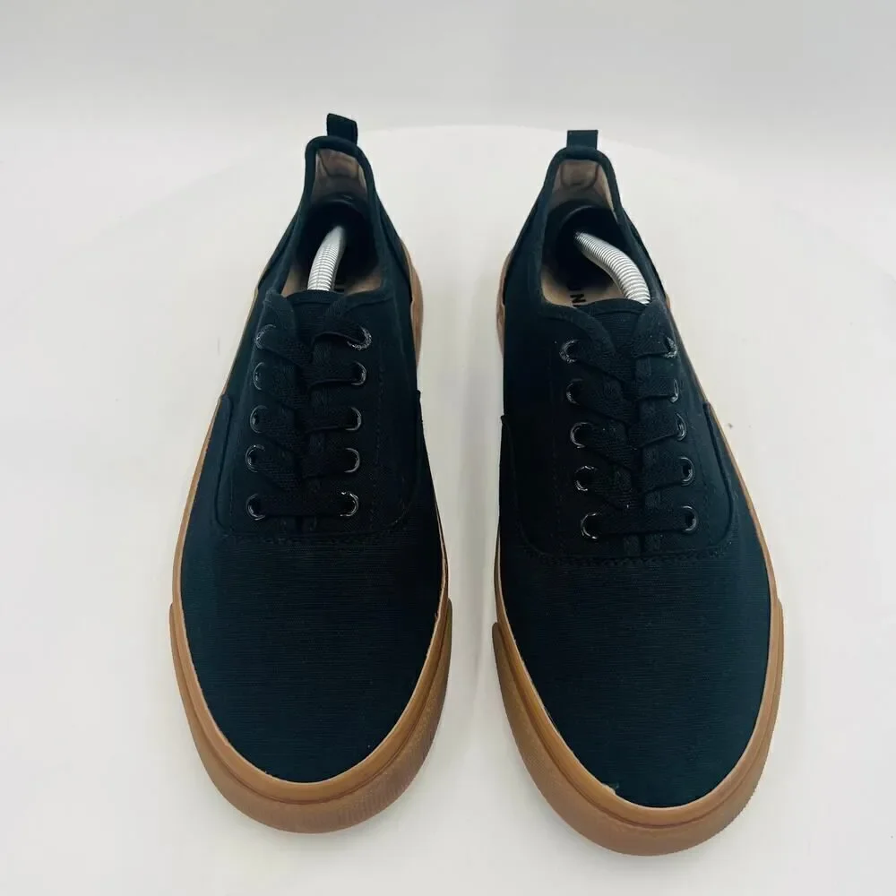 Old Navy Black Jack Canvas Lace-Up Black Tan Sole Sneakers for Kids Size 5
